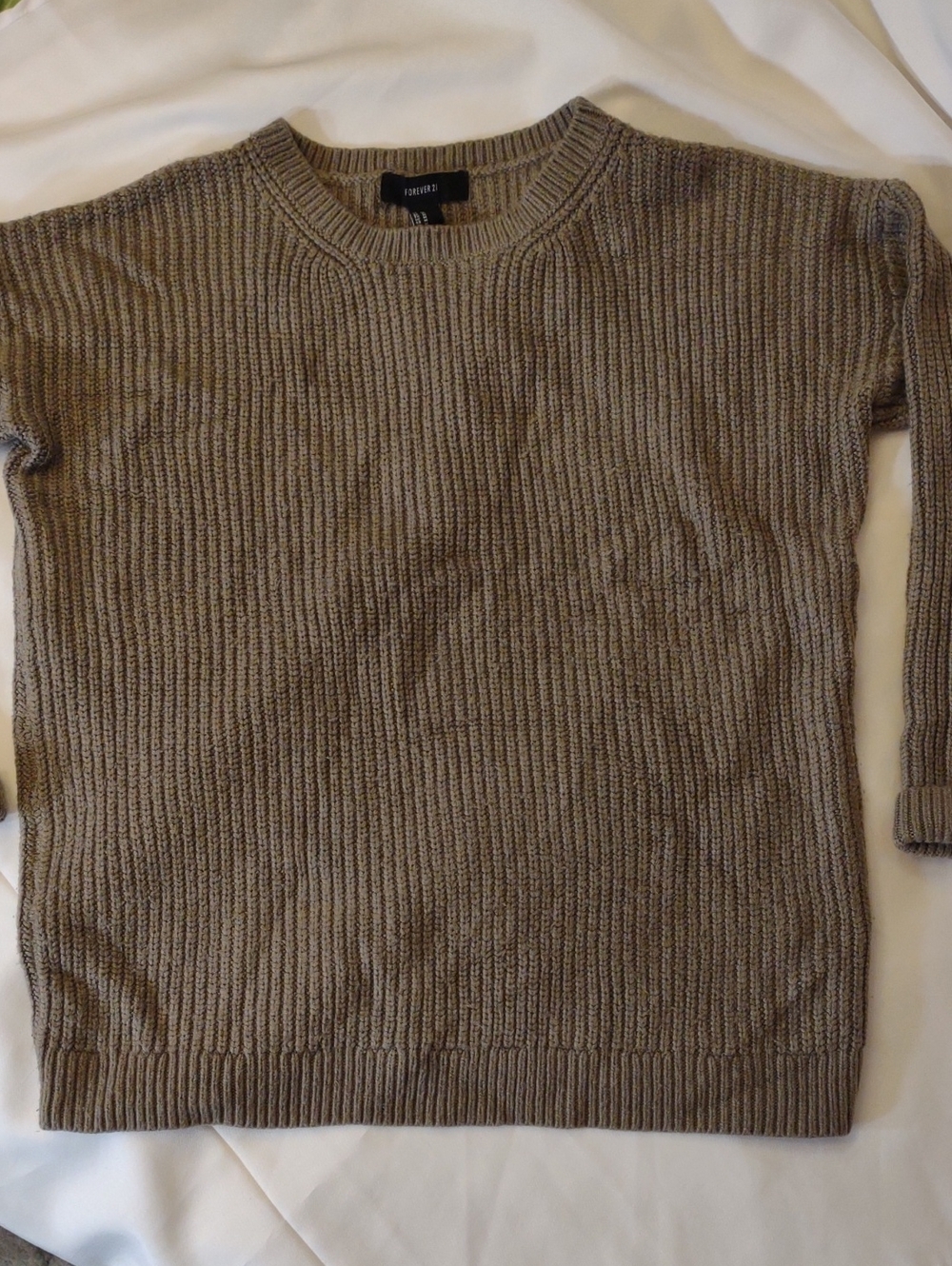 Forever 21 Men Ribbed Taupe Crewneck Sweater - Size M